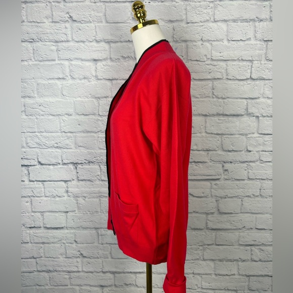 60s Barrie of Scotland 100% Super Geelong Pure Lambswool Red Cardigan size L - Picture 3 of 6